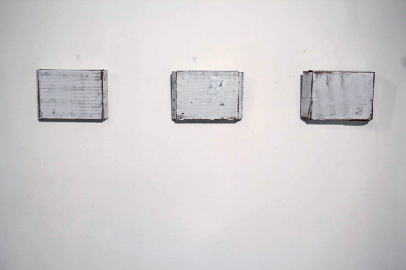 Cardboard boxes, white paint, 2012. From the installation 'Unspecific Shapes'